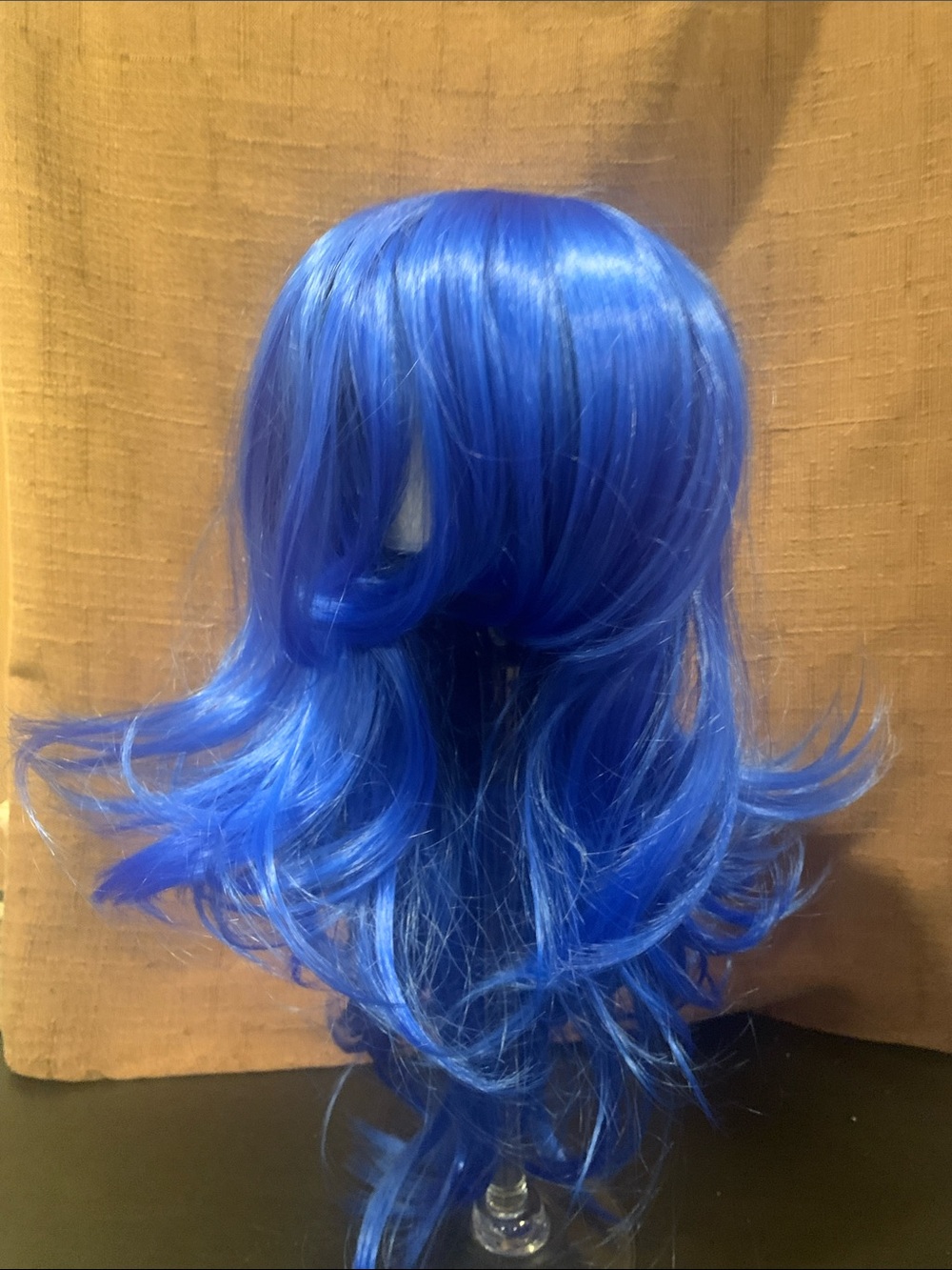 Bright Blue Layered Wig with Soft Side-Swept Bangs